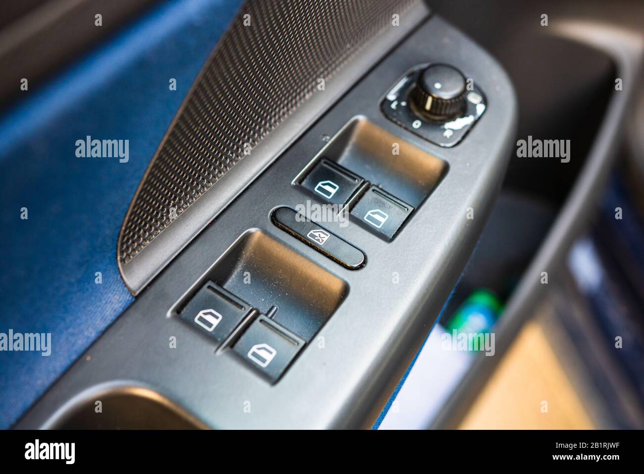 Close up of the side door buttons window adjustment buttons, door lock