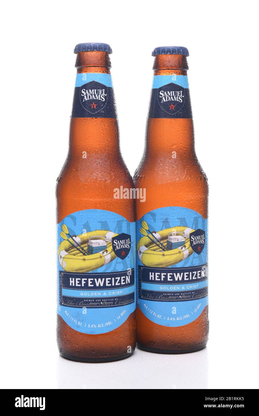 IRVINE, CA - JULY 16, 2017: Samuel Adams Hefeweizen two bottles. From the Boston Beer Company. Based on sales in 2016, it is the second largest craft Stock Photo