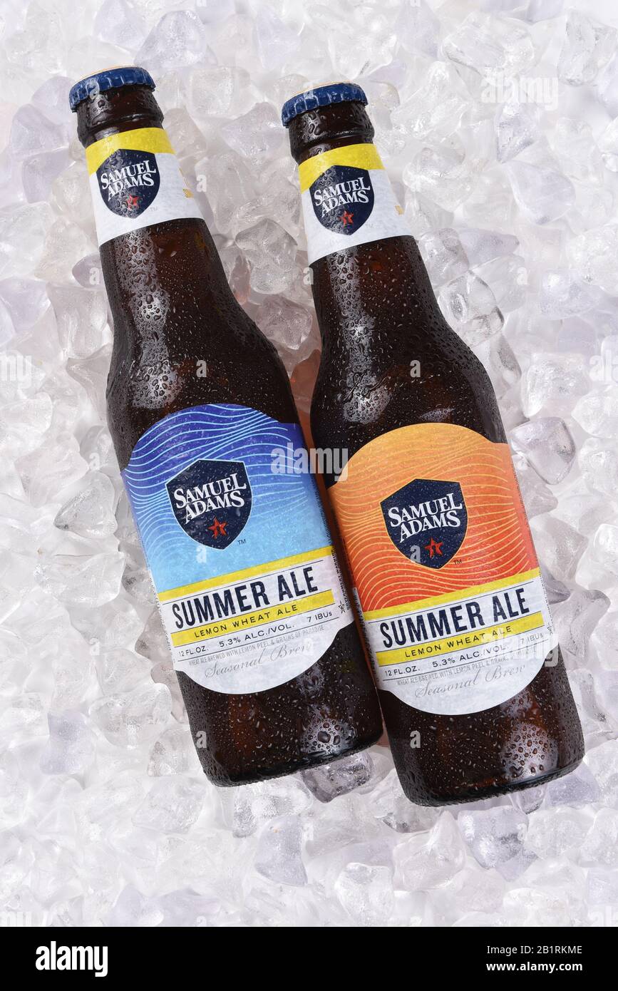 IRVINE, CA - JULY 16, 2017: Samuel Adams Summer Ale on ice. From the Boston Beer Company. Based on sales in 2016, it is the second largest craft brewe Stock Photo