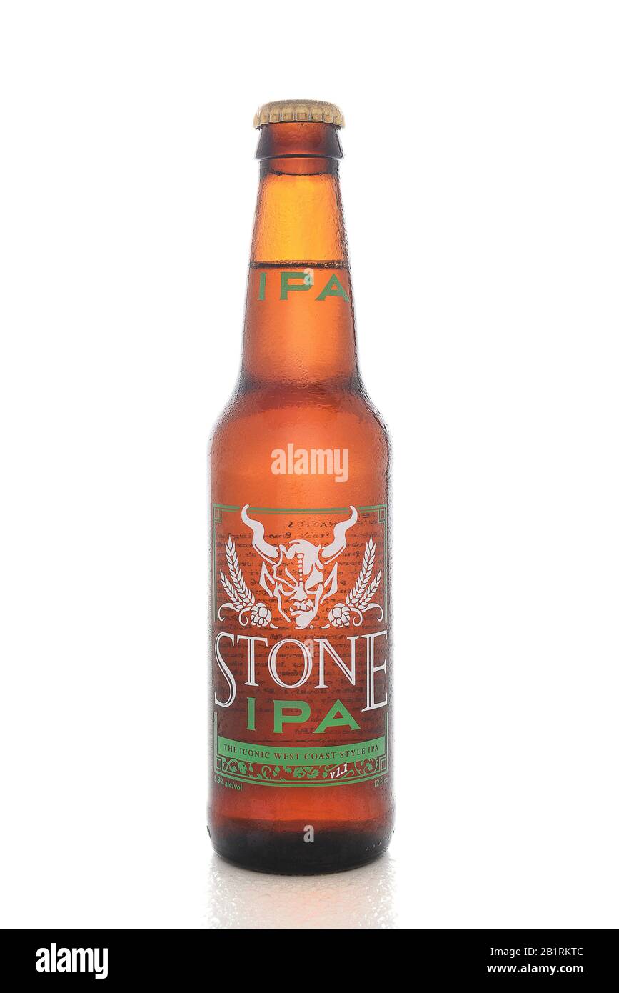 IRVINE, CALIFORNIA - AUGUST 25, 2016: Stone IPA. From the  Stone Brewing Company, in Escondido, the largest brewery in Southern California. Stock Photo