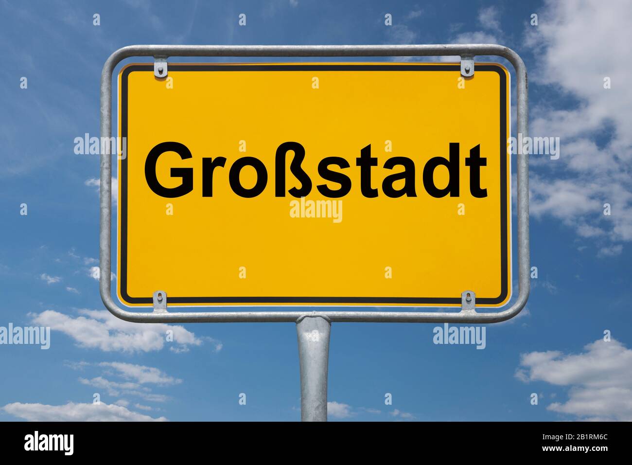 Inscription Großstadt (metropolis) on a traffic sign, place-name sign Germany, beginning of the town Stock Photo