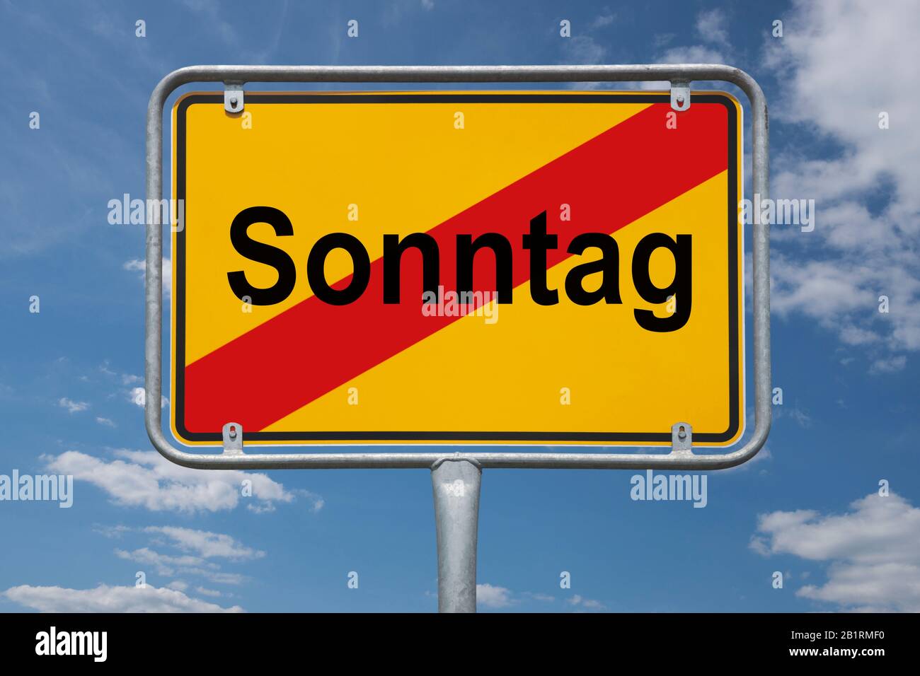Inscription Sonntag (Sunday) on a traffic sign, place-name sign Germany, end of the town Stock Photo