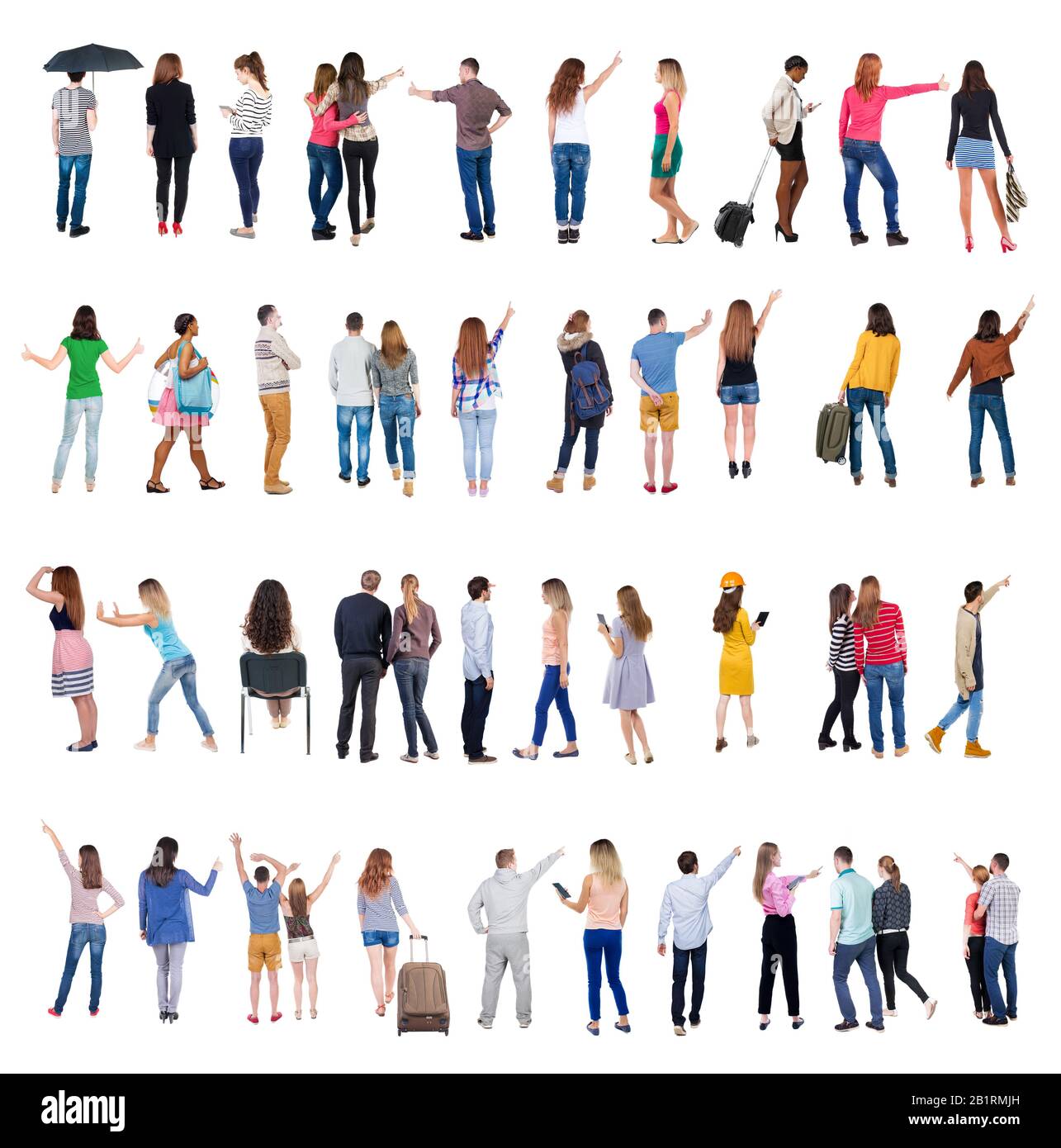Collection Back view people. Rear view people set. backside view of ...
