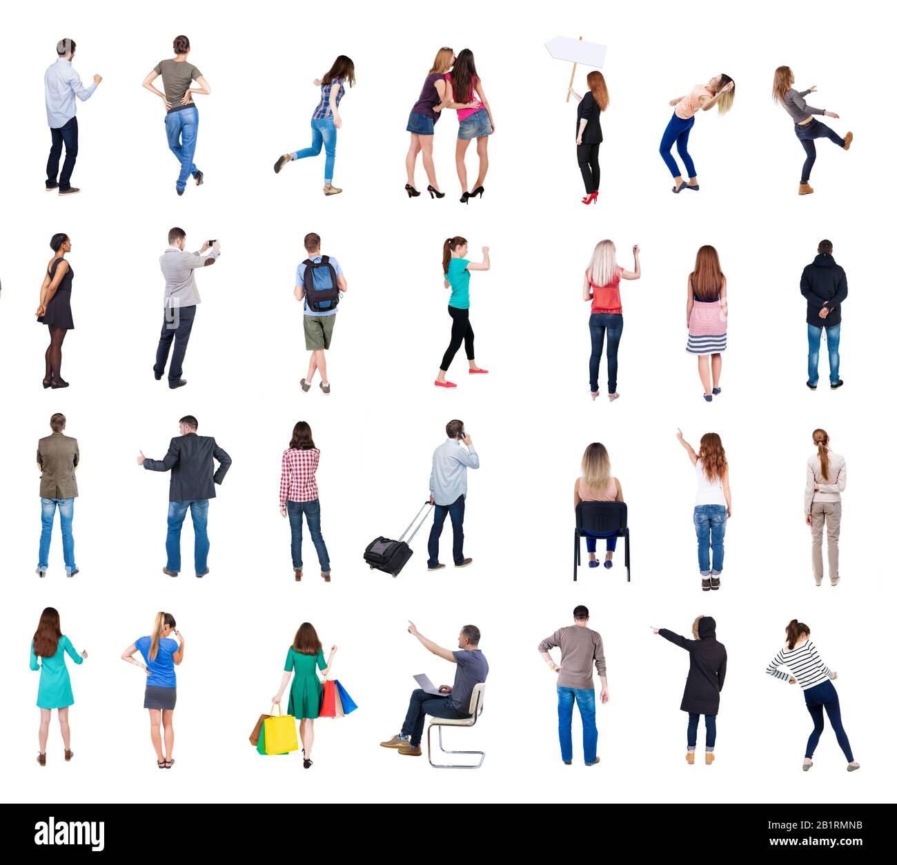 Collection Back view people. Rear view people set. backside view of ...