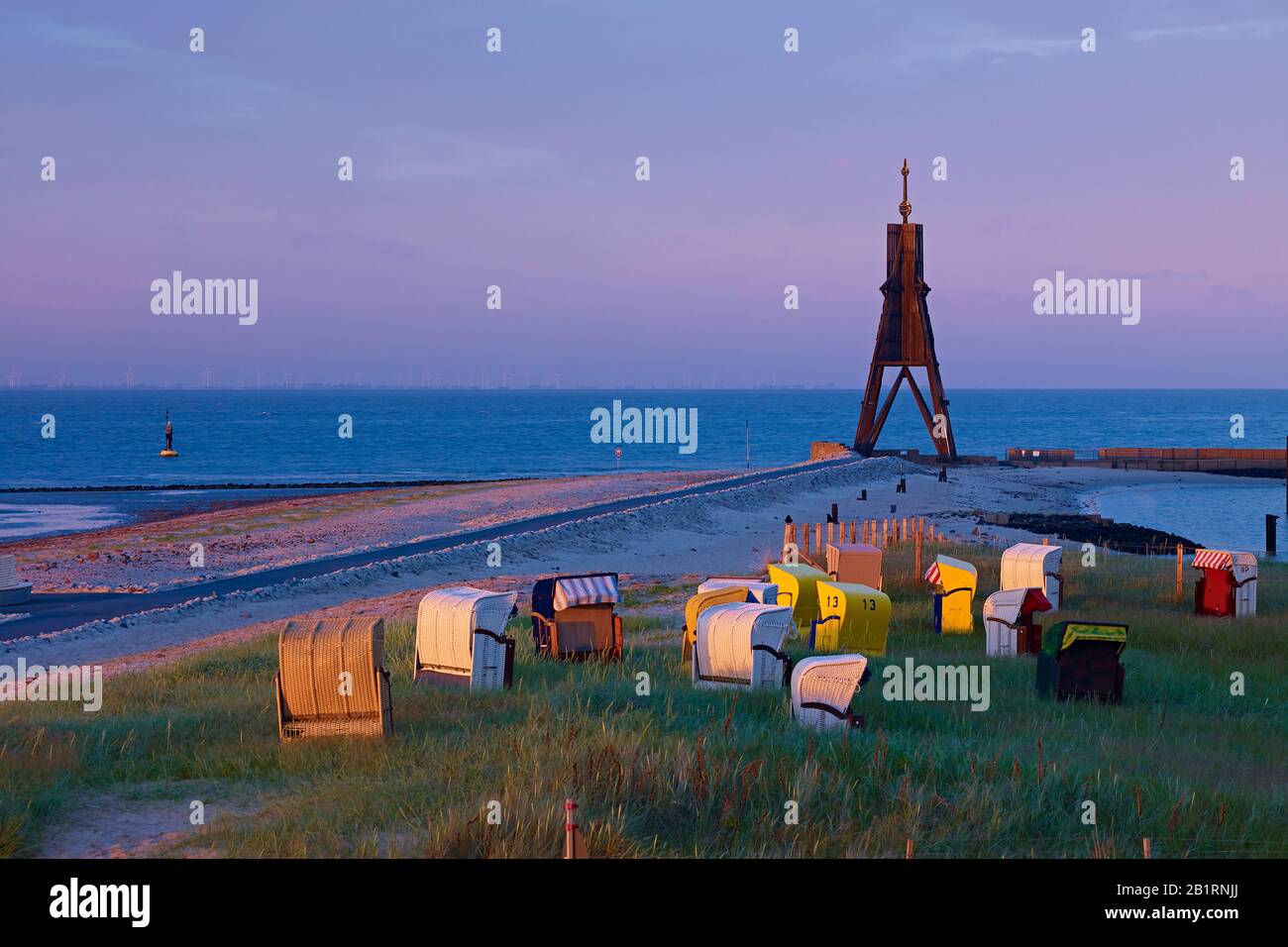 Kugelbake at the mouth of the Elbe near Cuxhaven, Lower Saxony, Germany, Stock Photo