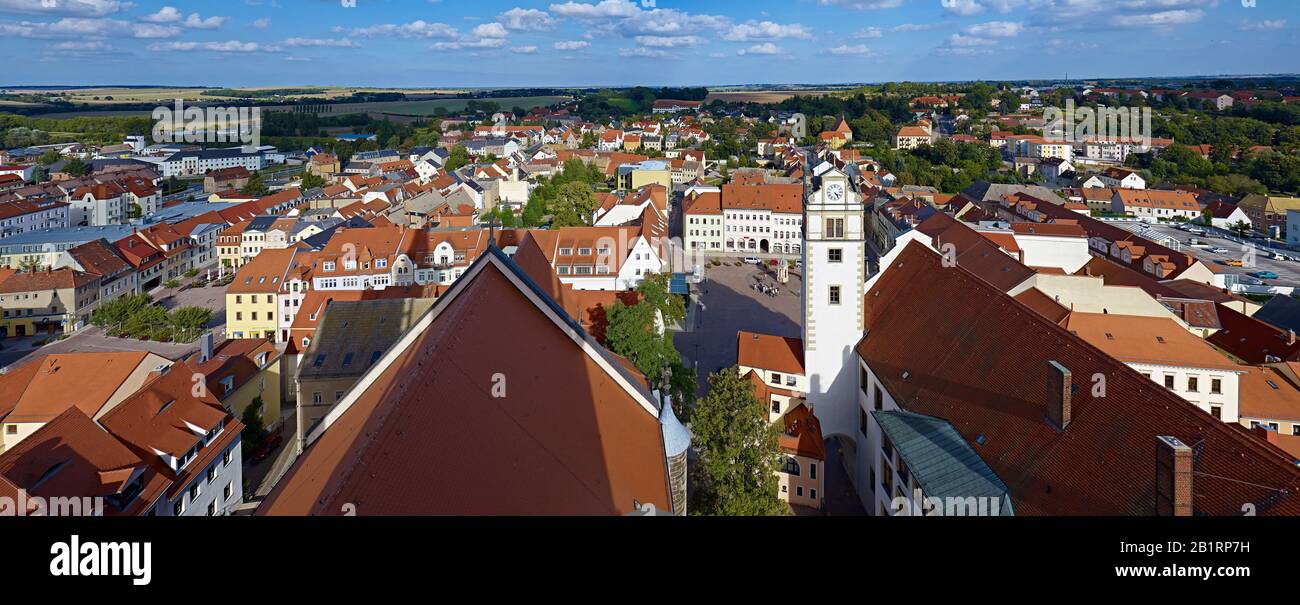 View over Oschatz, administrative district north Saxony, Saxony, Germany, Stock Photo