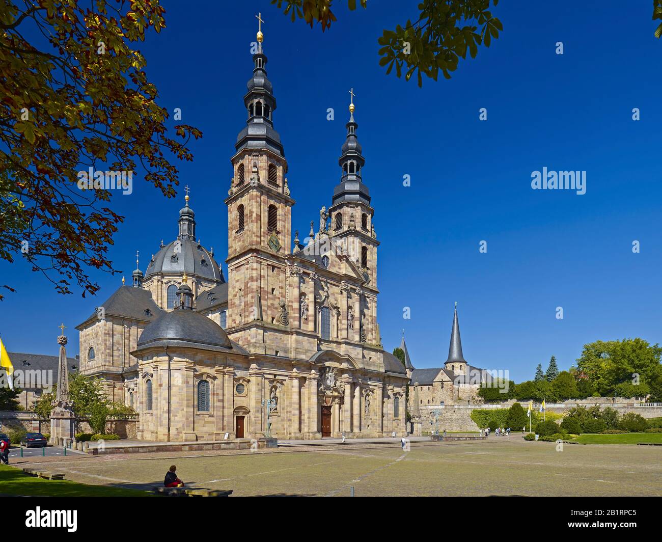 St. Salvator Cathedral and Marienkirche zu Fulda, Hesse, Germany, Stock Photo