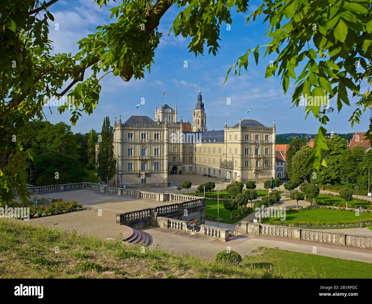 Ehrenburg Castle on Schlossplatz in Coburg, Upper Franconia, Bavaria, Germany, Stock Photo