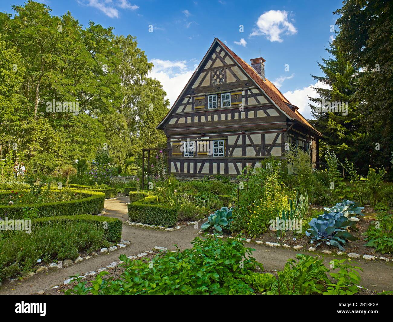 Open-air museum of Thuringian farmhouses in Rudolstadt, Saalfeld-Rudolstadt district, Thuringia, Germany, Stock Photo