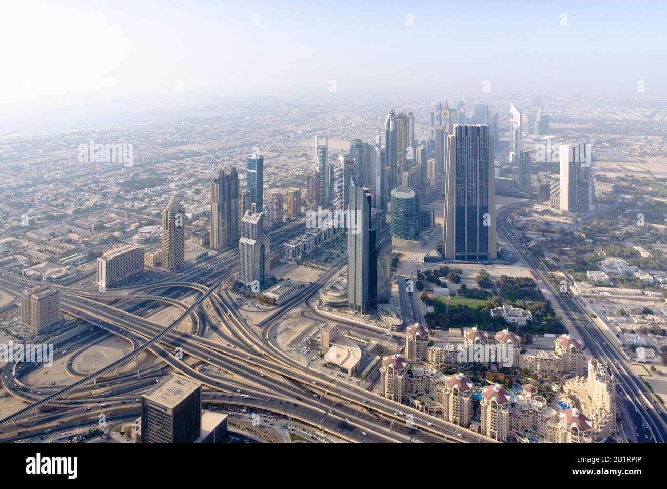 View from Burj Khalifa in north direction, Dubai, UAE, Arabian Peninsula, Stock Photo