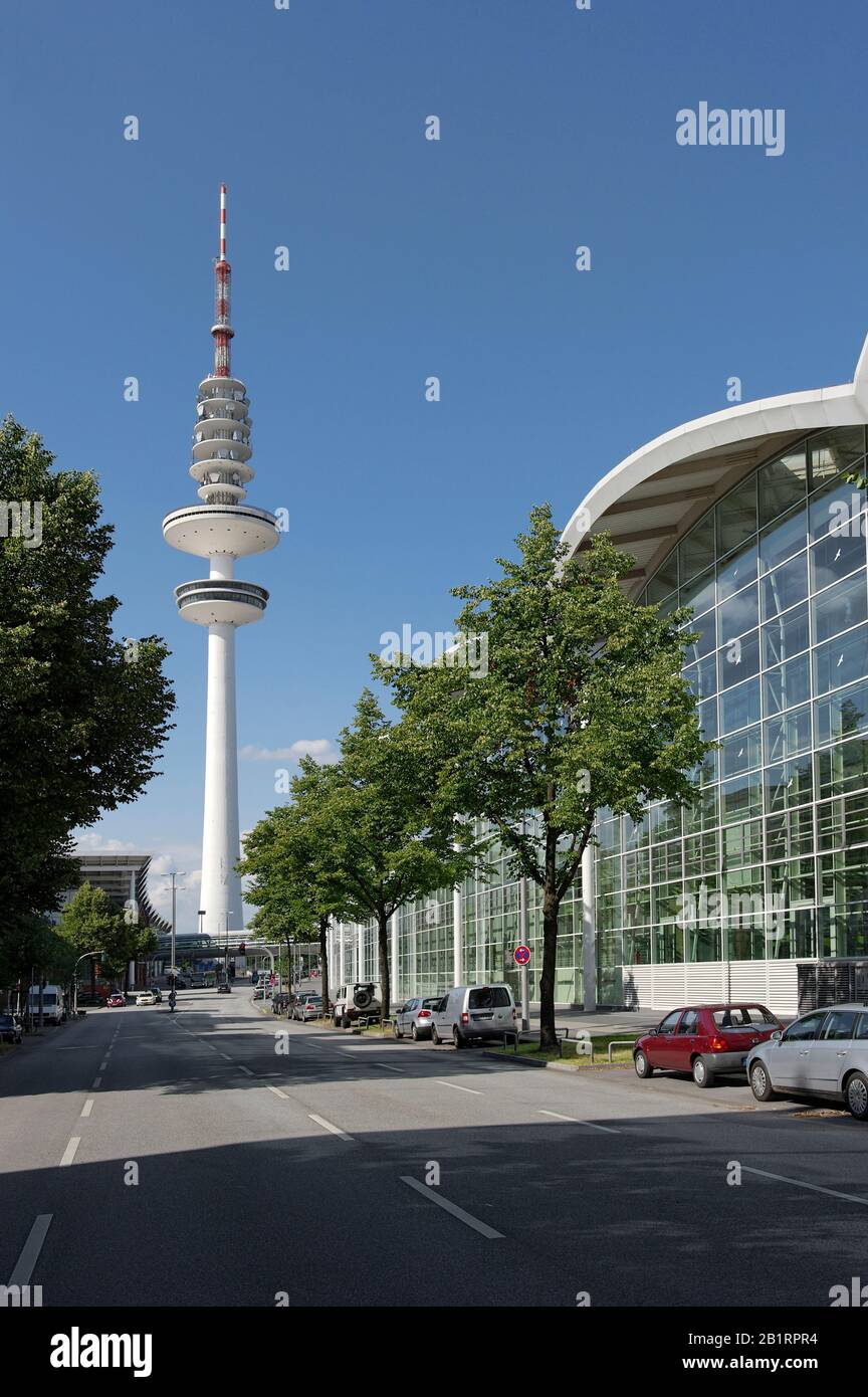 New Messe Hamburg building and television tower, Hamburg, Germany Stock