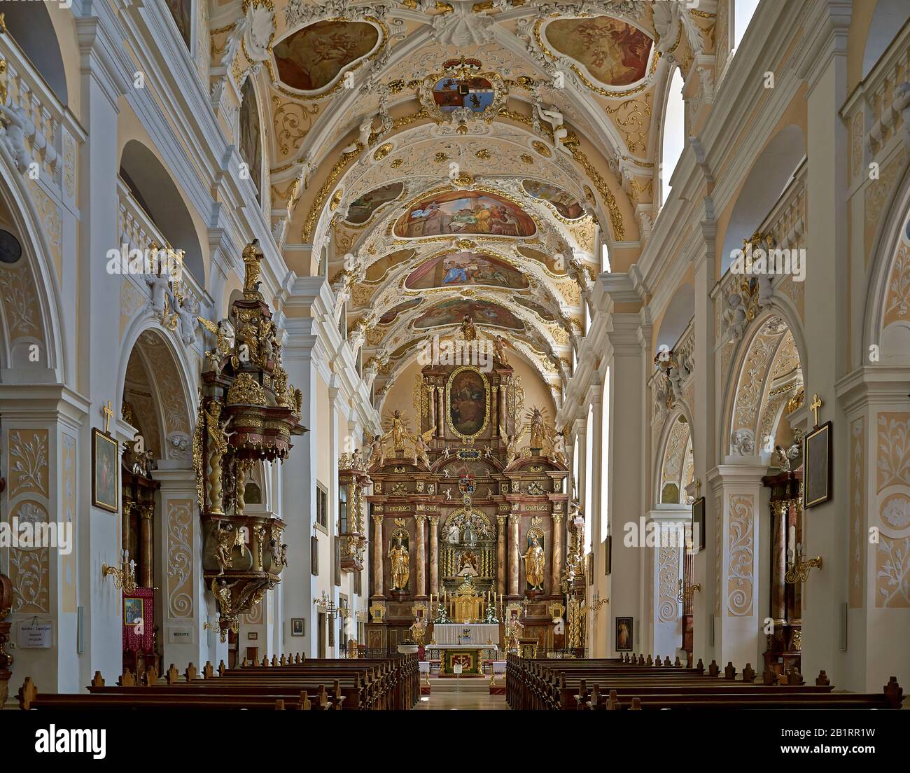 Interior view of the basilica in Frauenkirchen, Burgenland, Austria, Stock Photo