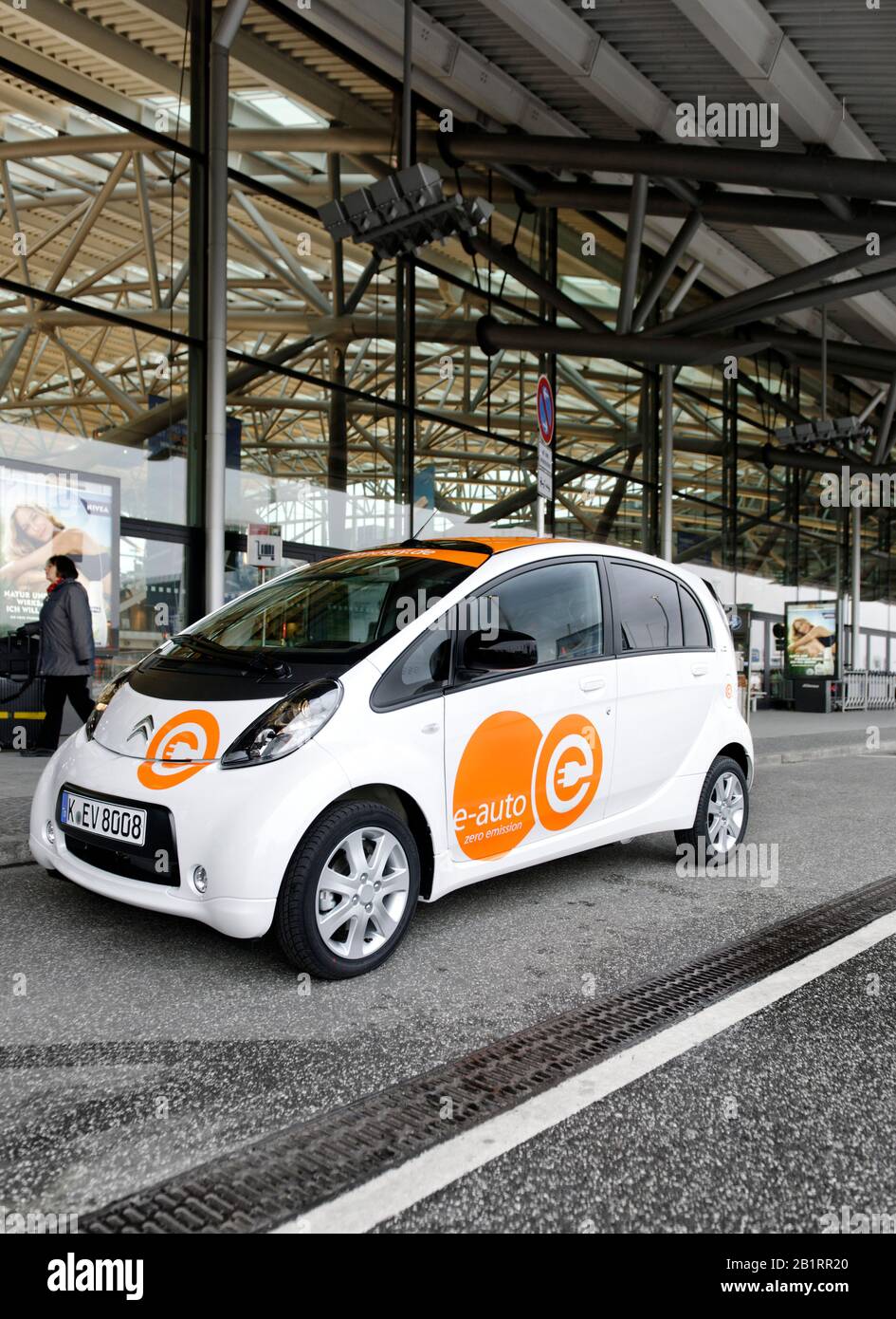 First series-produced, purely electric car in Germany, Citroen C-ZERO AIRDREAM, electromobility, electric car, at Germany airport, Stock Photo
