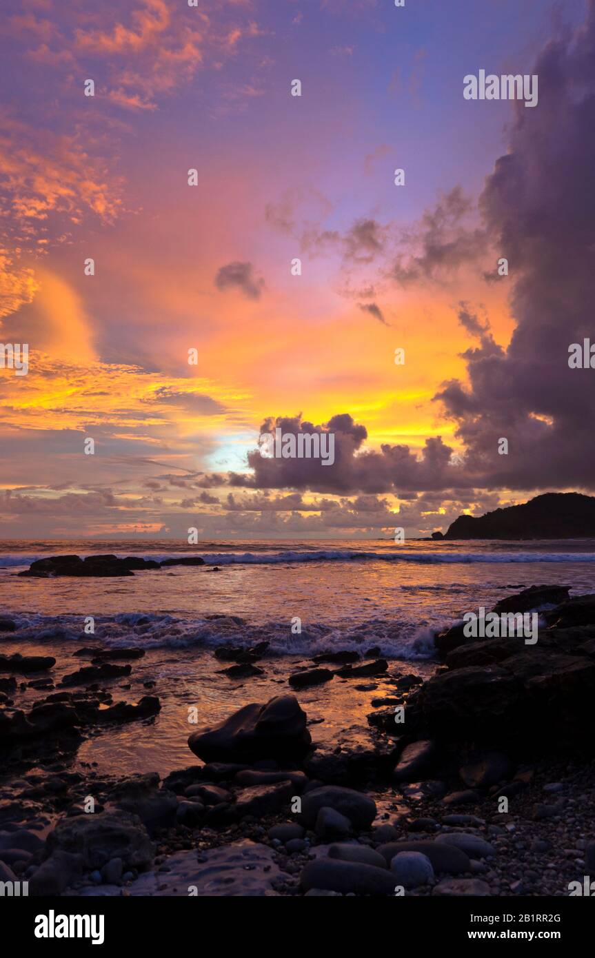 Sunset at Playa Majagual, Rivas, Nicaragua, Central America, Stock Photo