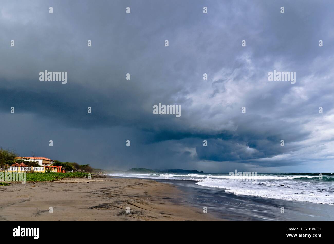 Thunderstorm on Popoyo Beach, Nicaragua, Central America, Stock Photo