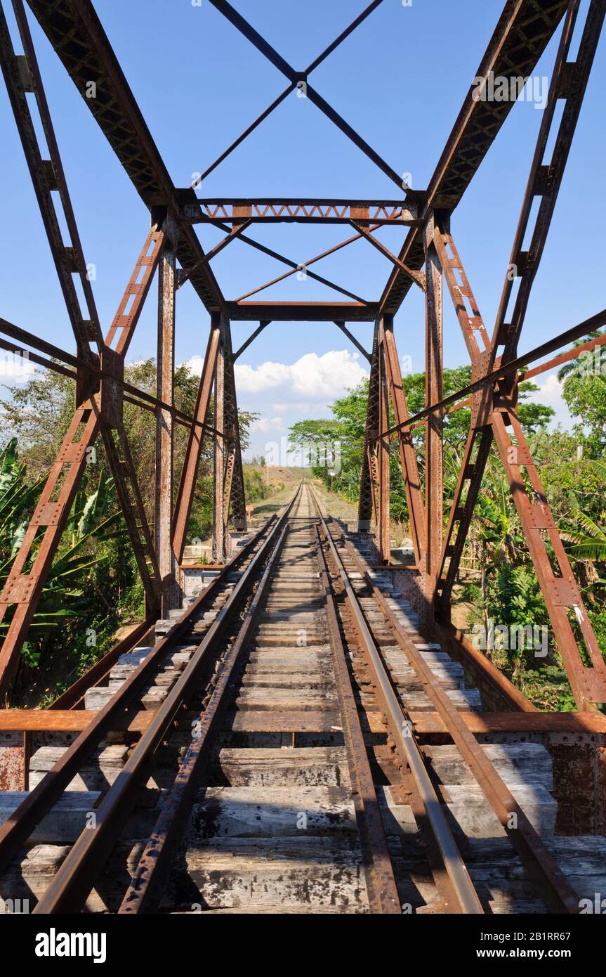 Railway bridge, Sancti Spiritus, Cuba, Caribbean, Stock Photo