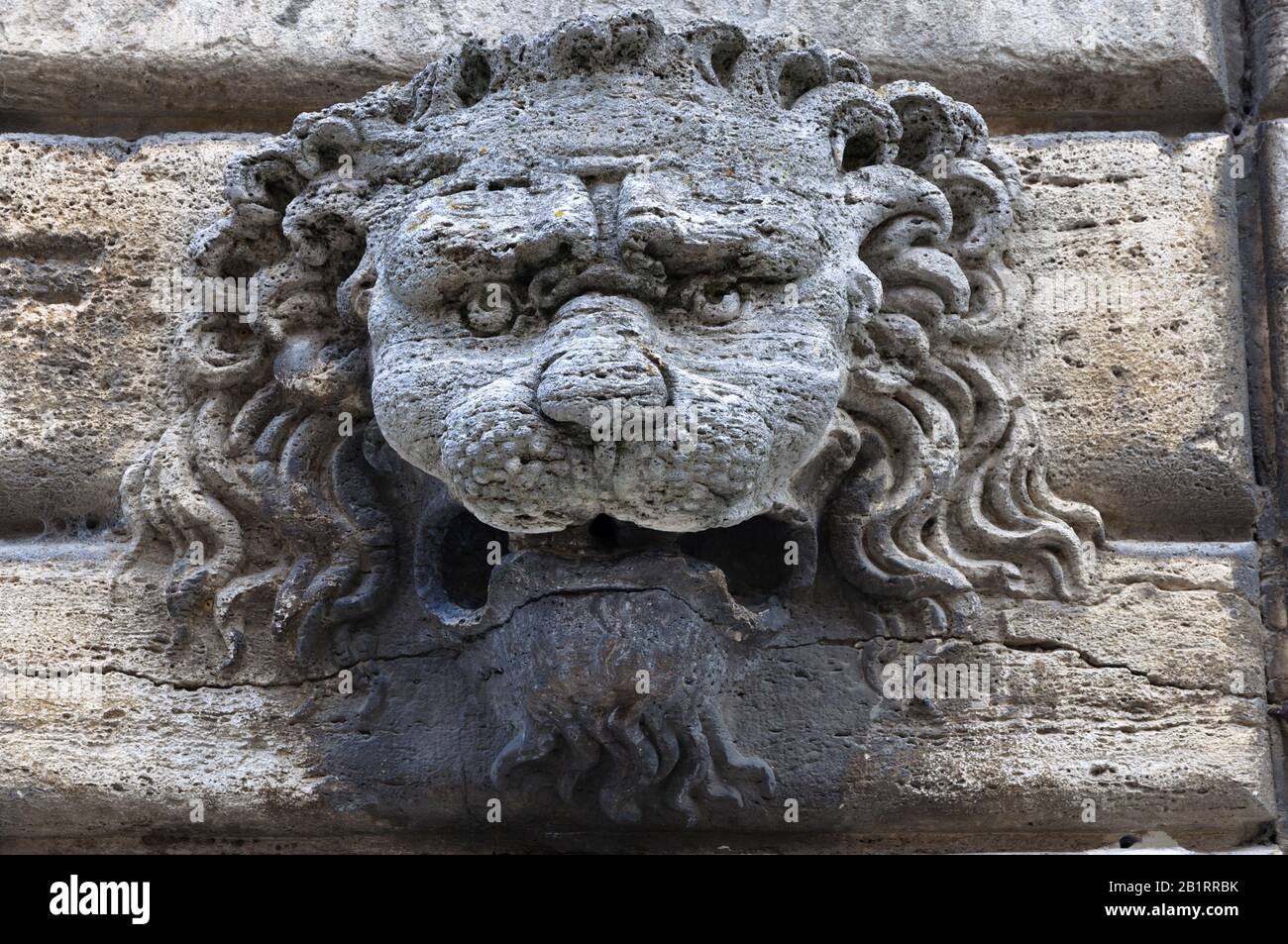 Decorative element lion head, Montepulciano, Tuscany, Italy, Stock Photo