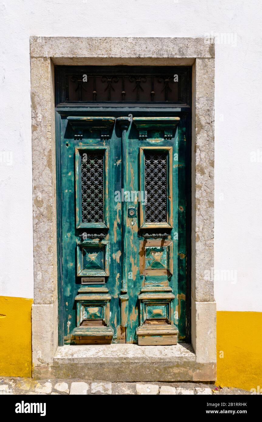 Door, Óbidos, Portugal, Europe Stock Photo