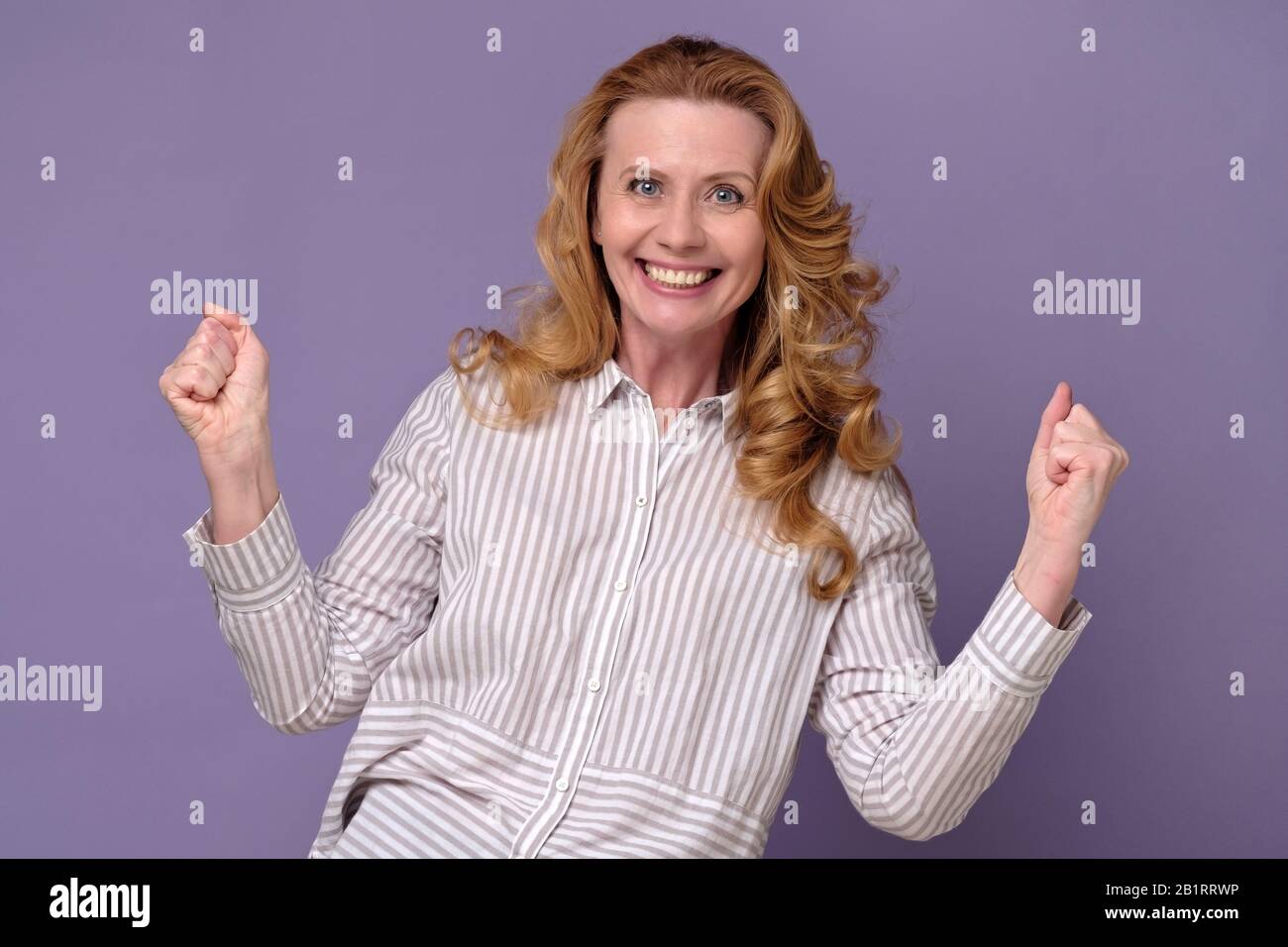 Mature woman fist up isolated hi-res stock photography and images - Alamy