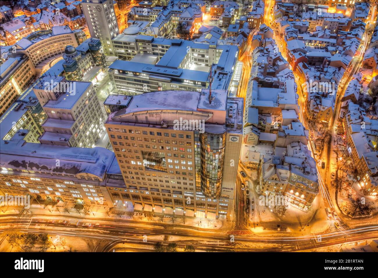 View from the Jentower to Ernst-Abbe Platz and the building B59, Jena, Thuringia, Germany, Europe Stock Photo