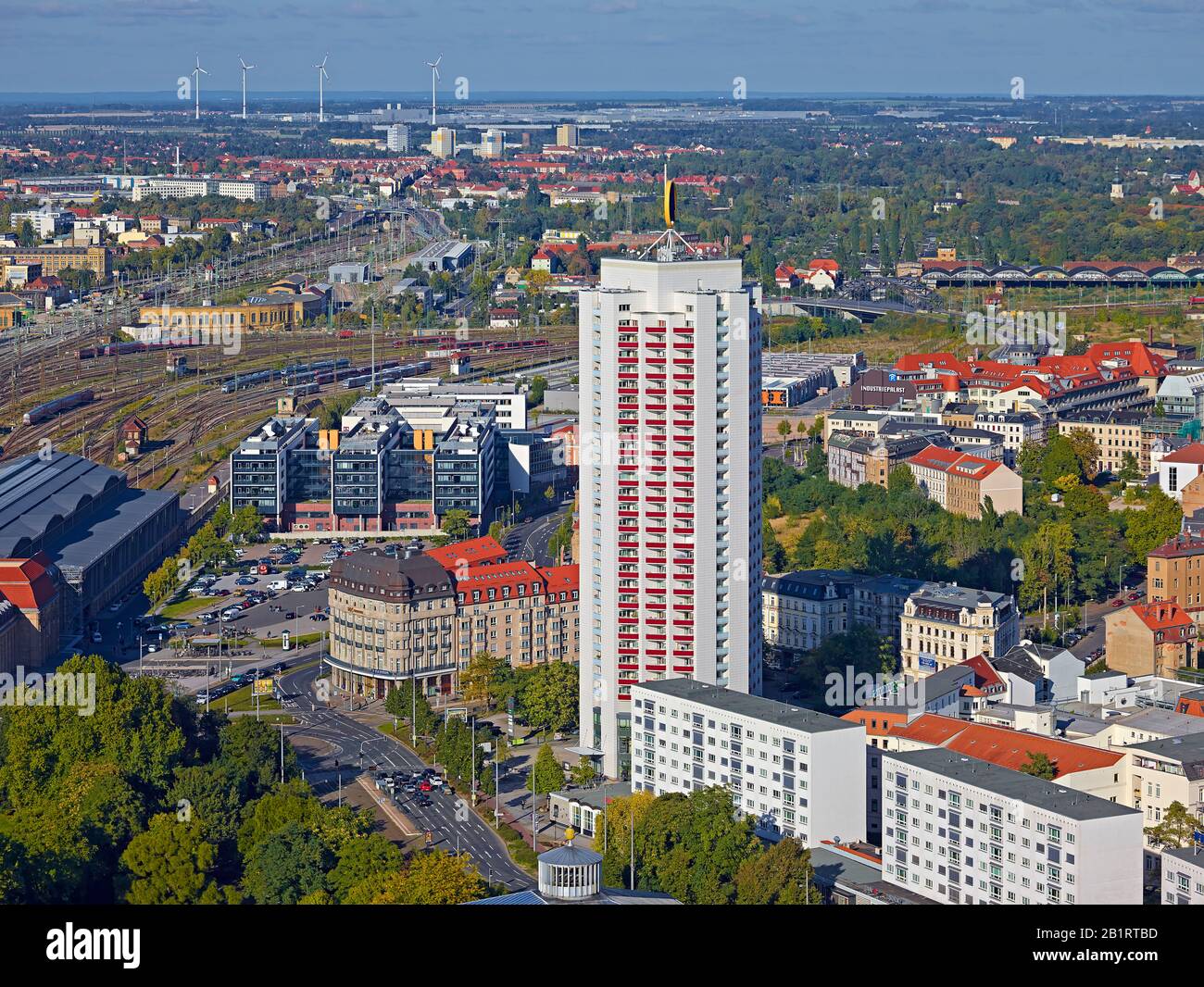 Image showcasing Winter garden high-rise with central station in Leipzig, Saxony ...