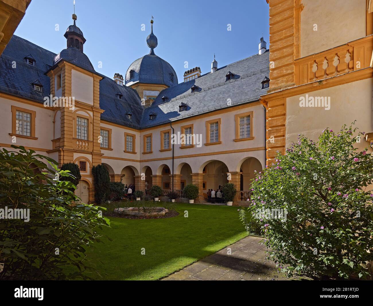 Courtyard from Schloss Seehof in Memmelsdorf, Upper Franconia, Bavaria, Germany Stock Photo