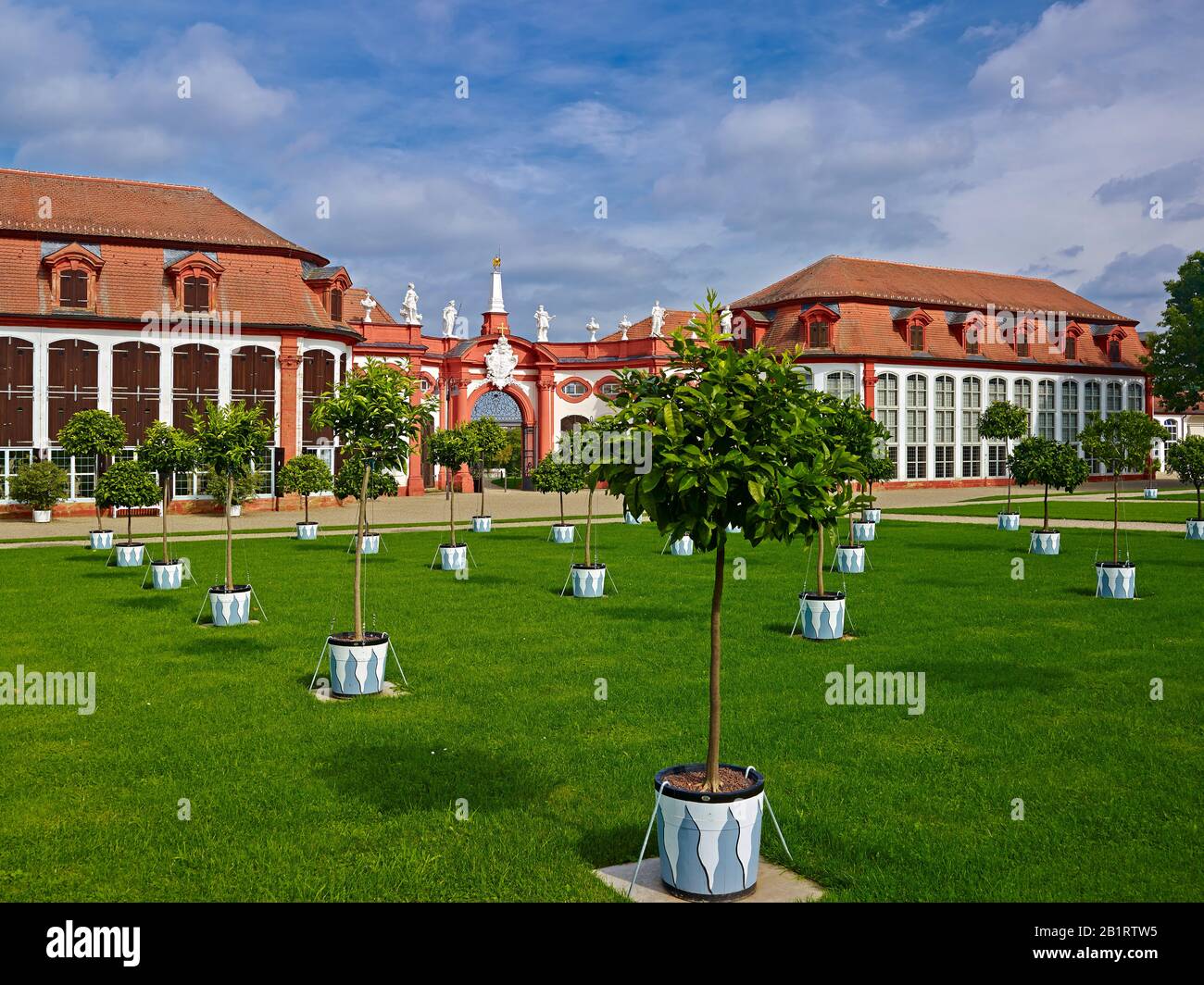 Orangery with the Memmelsdorfer Tor in the park of the Schloss Seehof in Memmelsdorf, Upper Franconia, Bavaria, Germany Stock Photo