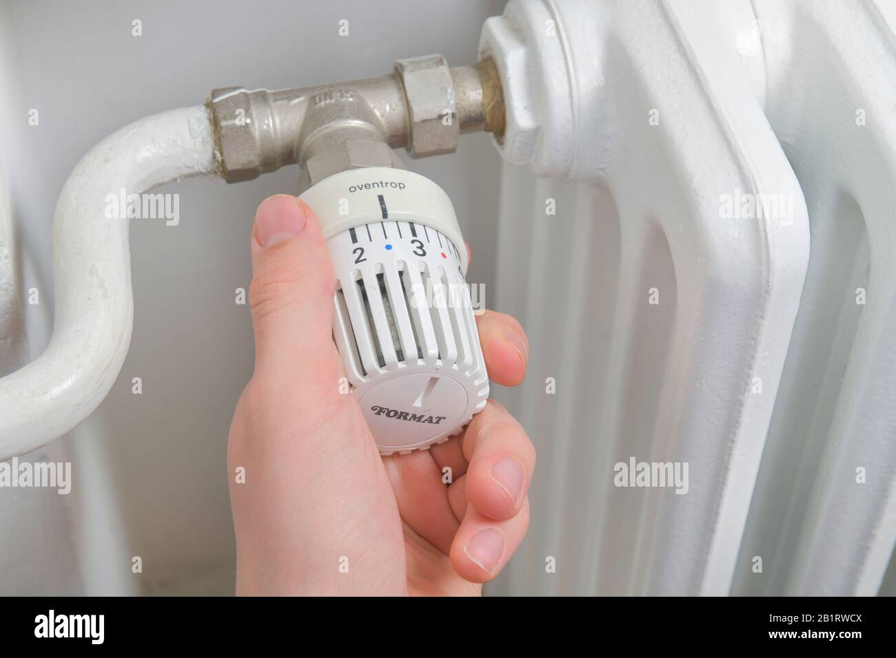 Thermostat, Heizkörper, Symbolfoto Heizkosten Stock Photo