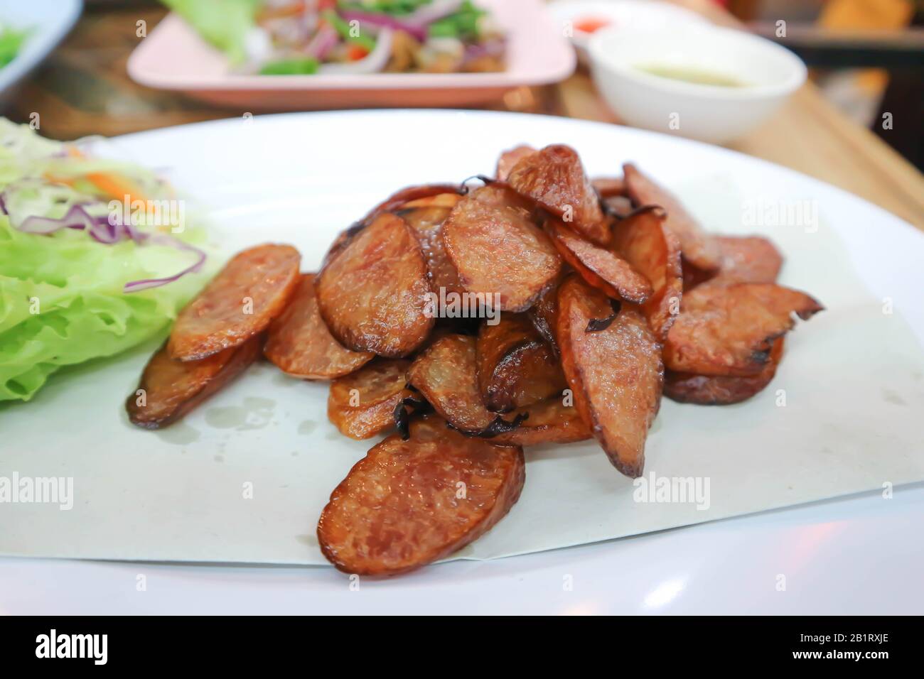 fried pork sausage or fried Chinese sausage Stock Photo Alamy