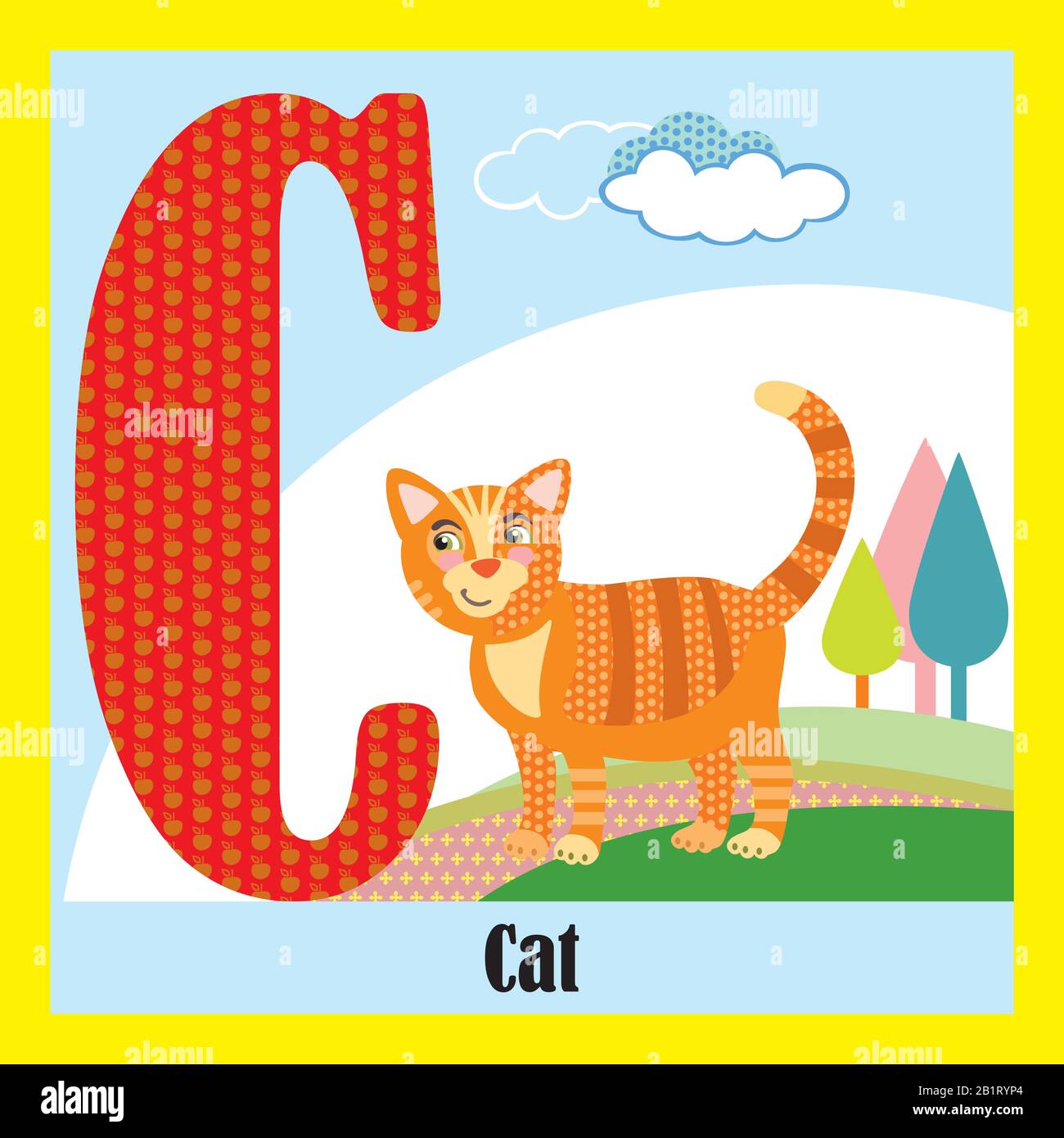 Vector cartoon flashcards of animal alphabet, letter A. Colorful ...