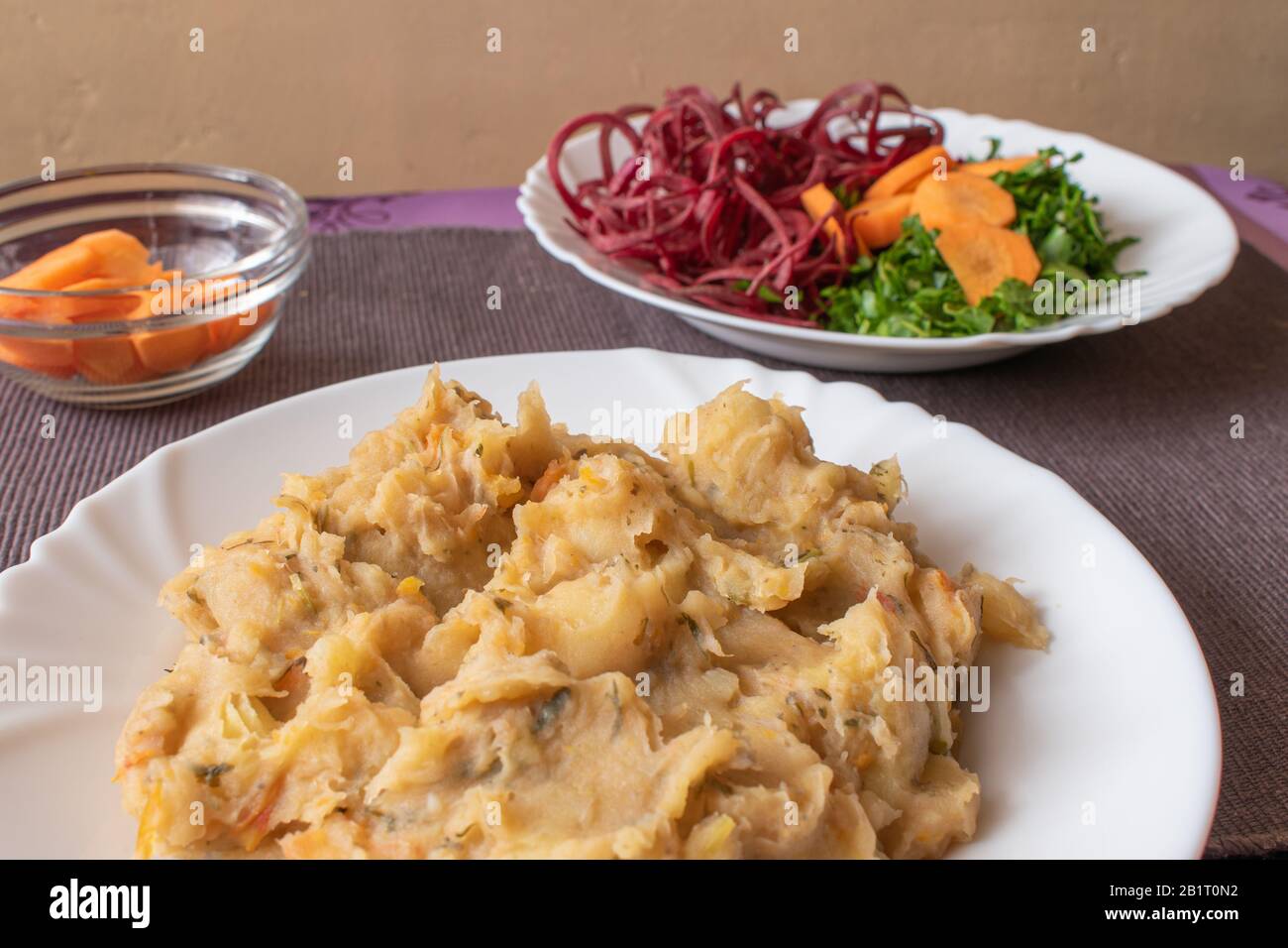 closeup picture of a plate of matoke Stock Photo
