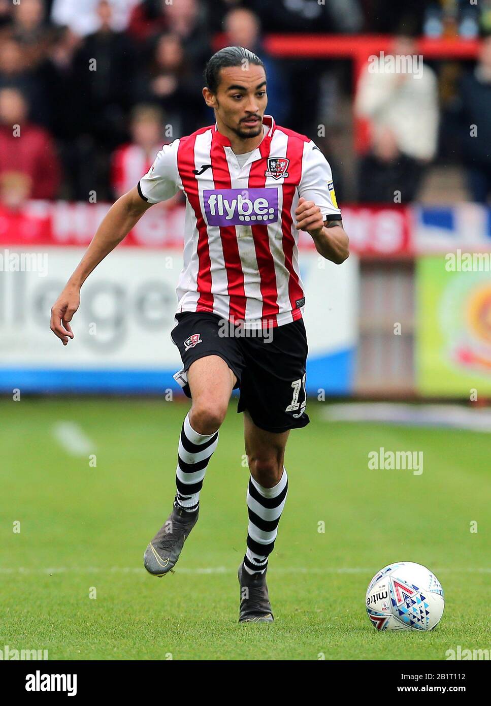 Exeters' Randell Williams during the Sky Bet League Two match at St James Park, Exeter. PA Photo. Picture date: Saturday October 12, 2019. See PA story SOCCER Exeter. Photo credit should read: Mark Kerton/PA Wire. RESTRICTIONS: No use with unauthorised audio, video, data, fixture lists, club/league logos or 'live' services. Online in-match use limited to 120 images, no video emulation. No use in betting, games or single club/league/player publications. Stock Photo