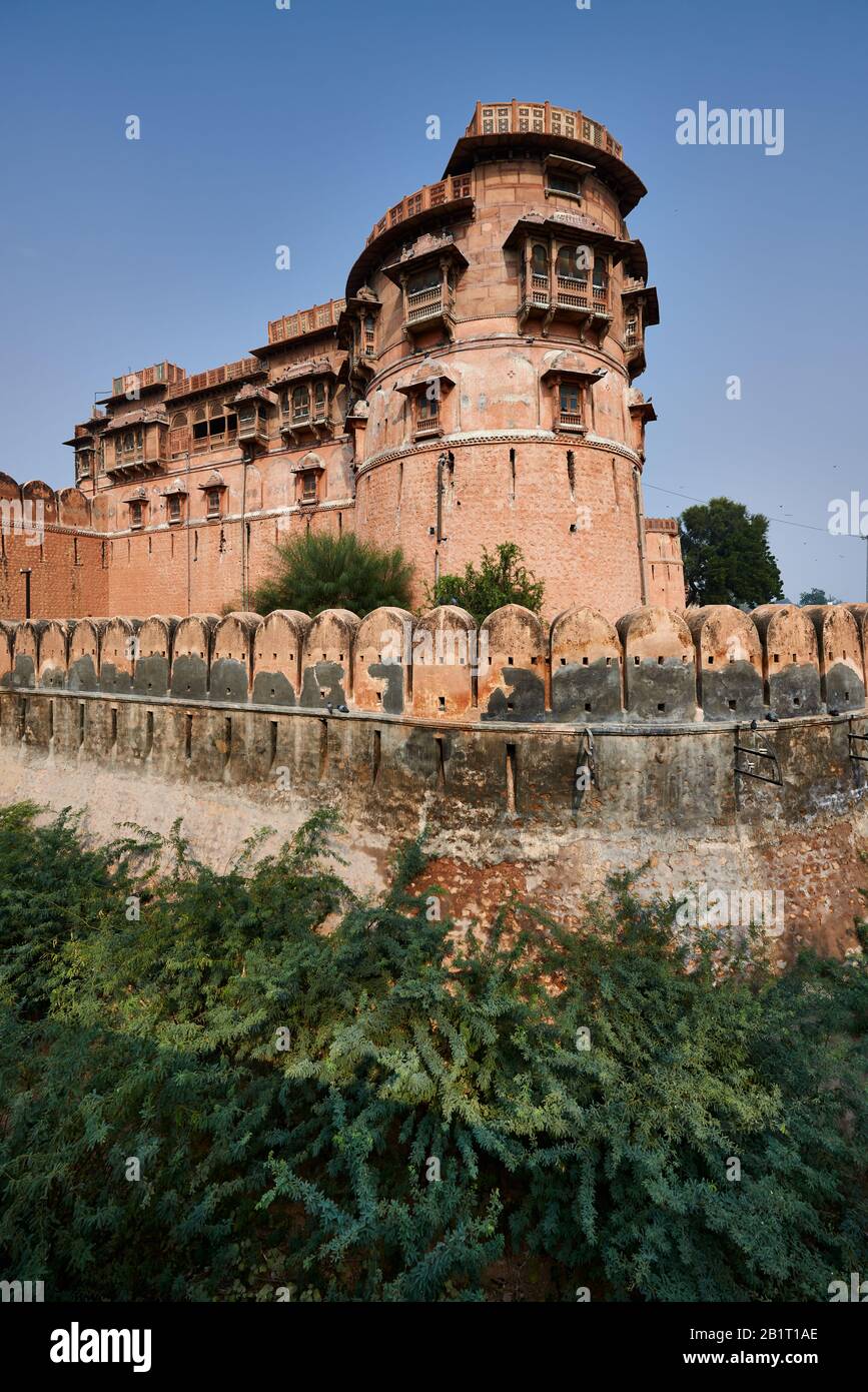 rampart of Junagarh Fort, Bikaner, Rajasthan, India Stock Photo