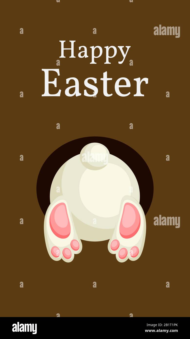 Happy Easter greeting card with сolorful bunny bottom. Vector ...