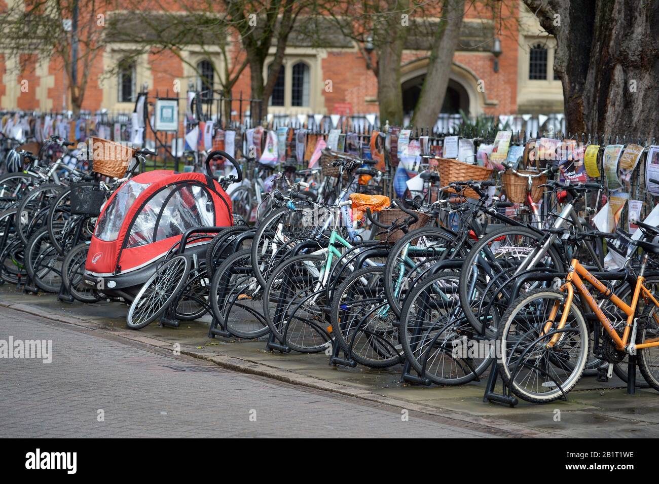 Cambridge England 27th February 2020. Visitors to the City wrap up warm to ride in Punts on the River Cam as snow and sleet cross the UK Stock Photo