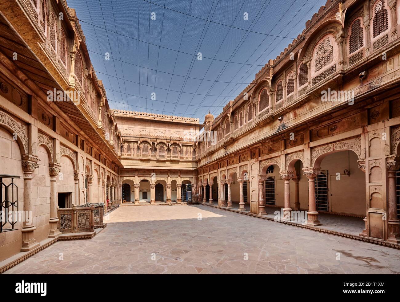 inner courtyard inside Junagarh Fort, Bikaner, Rajasthan, India Stock