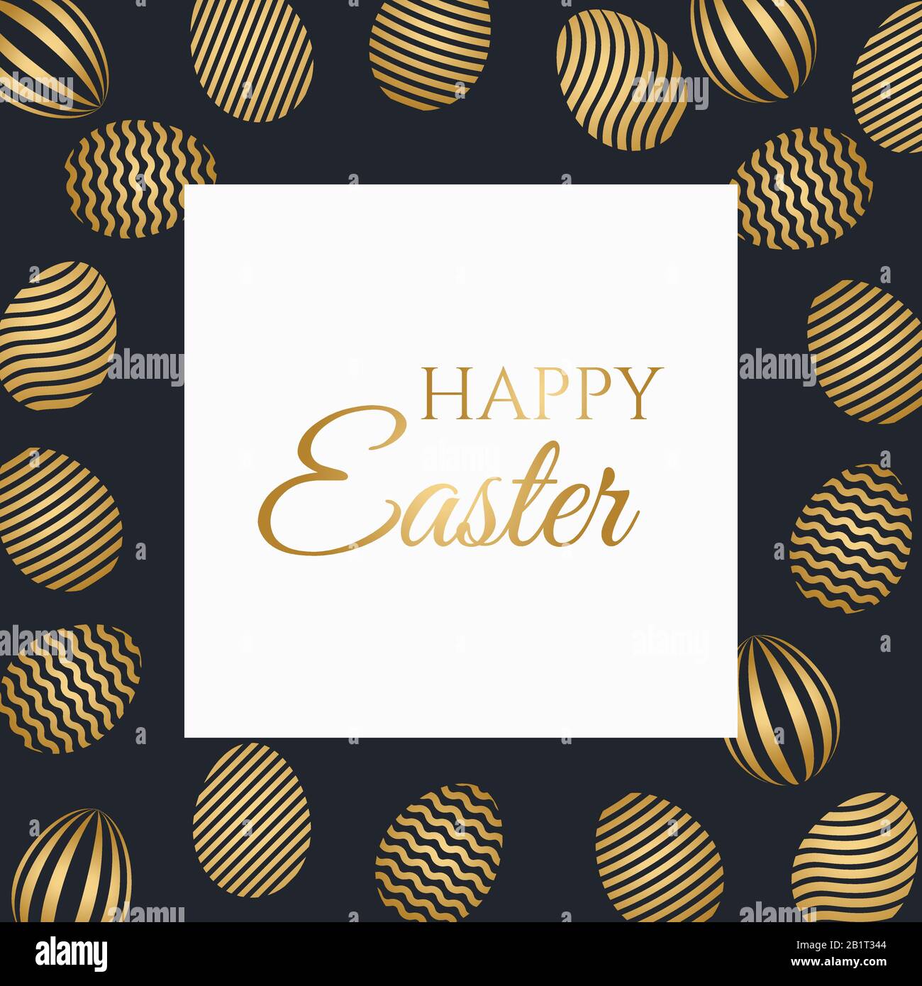 Happy Easter celebrate card with easter holiday greeting and gold ...