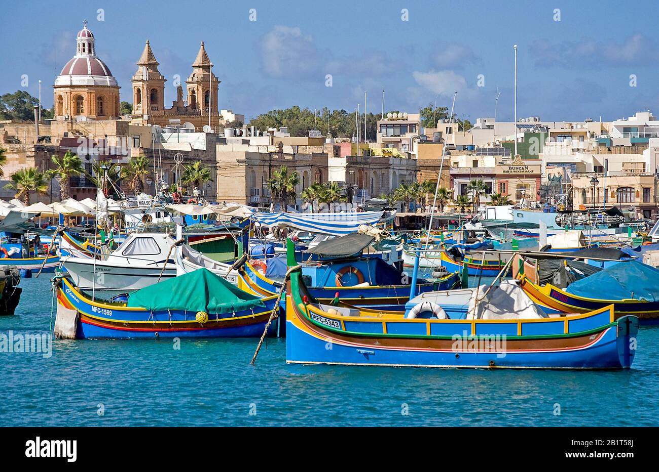 Fishing boats Marsaxlokk Malta Stock Photo
