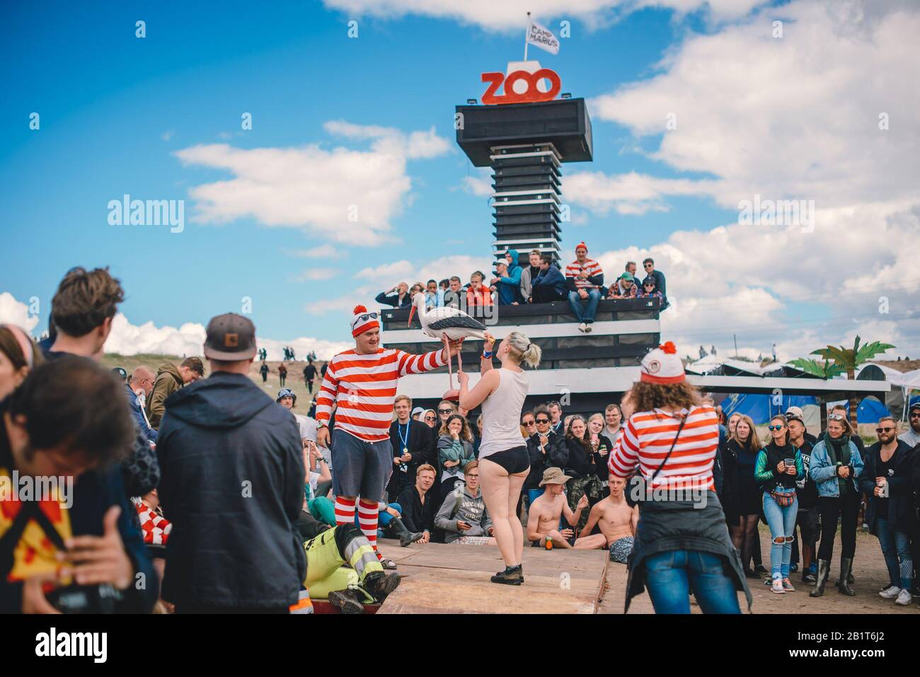 Dream City, Roskilde Festival 2017 with excited people drinking and  enjoying the sunshine. Roskilde, Denmark Stock Photo - Alamy