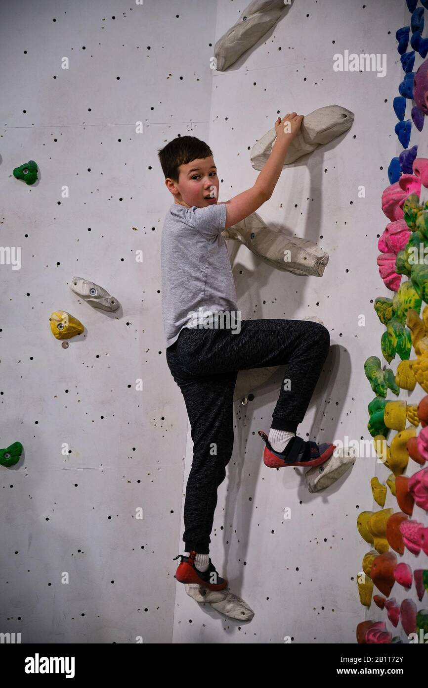 Indoor rock climbing Stock Photo - Alamy