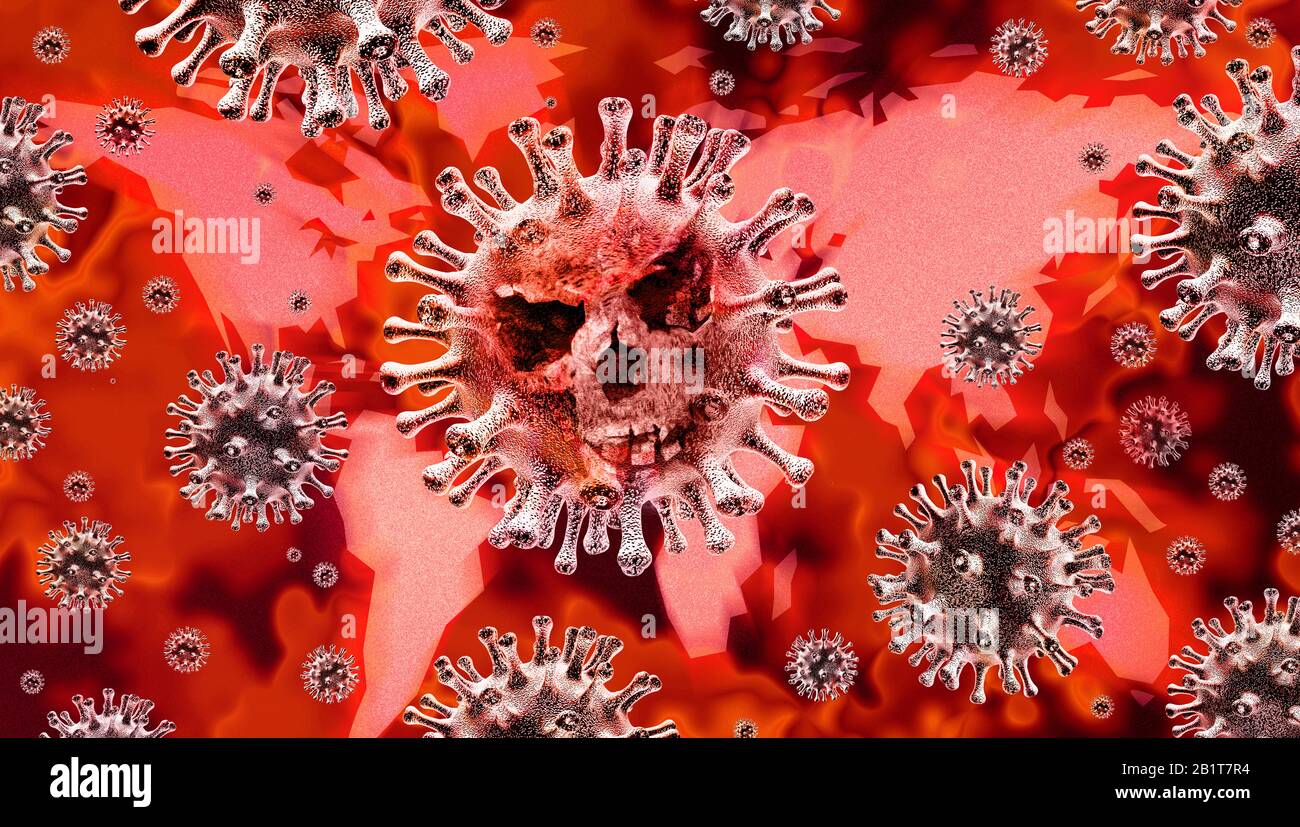 Global Coronavirus novel virus outbreak and coronaviruses influenza background as dangerous international flu strain cases as a world pandemic. Stock Photo