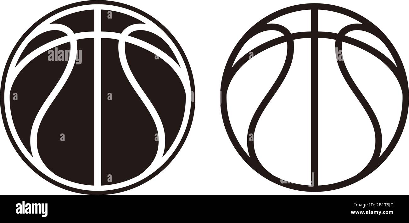 basket ball, Sports balls minimal flat line icon set sign isolated on ...