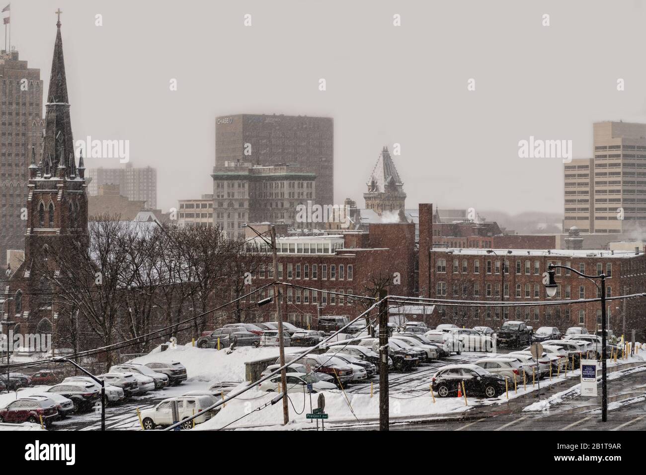 Snow over Syracuse, New York, February 2020 Stock Photo