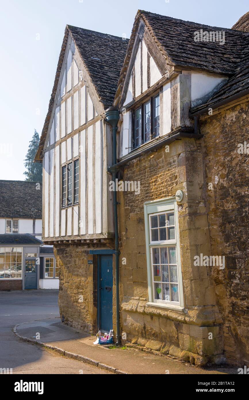 A fine period property on the corner of East Street and High Street in Lacock Wiltshire, a popular viallage used as a location in films and a popular Stock Photo