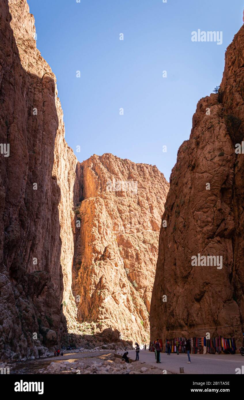 Toudgha Gorges, the majestic grand canyons of the Atlas Mountains in the valley of Tinghir Stock 