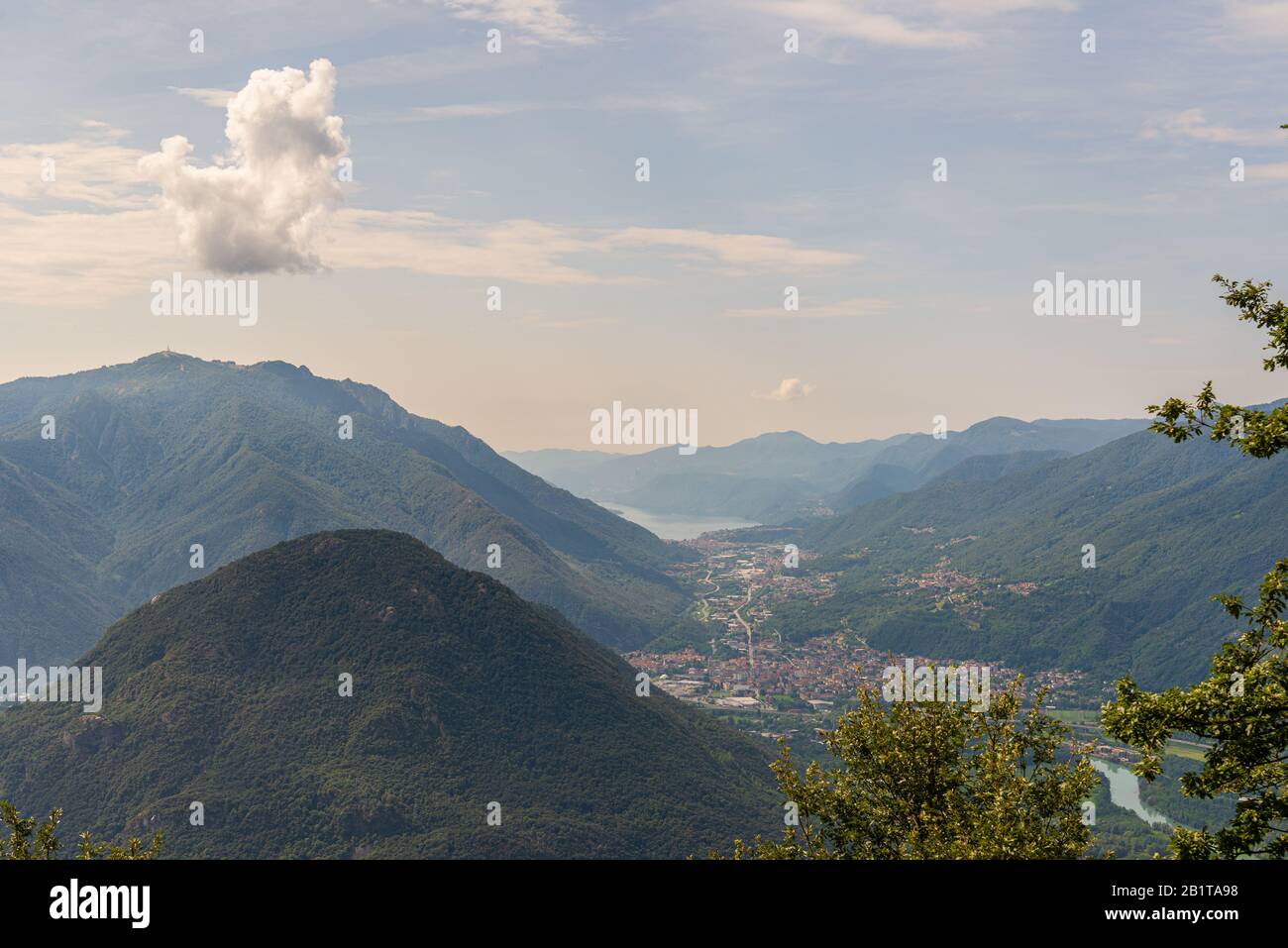 top view of Maggiore and Mergozzo lakes from Alpe Ompio, Verbano-cusio-ossola, Italy Stock Photo