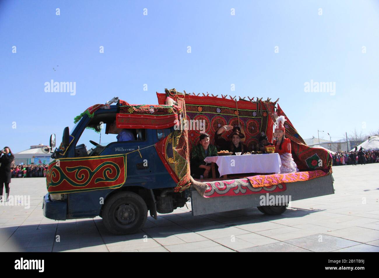 Nauryz festival in Bayan Ulgii province at Western Mongolia. Kazakh nomads traditional festival Stock Photo