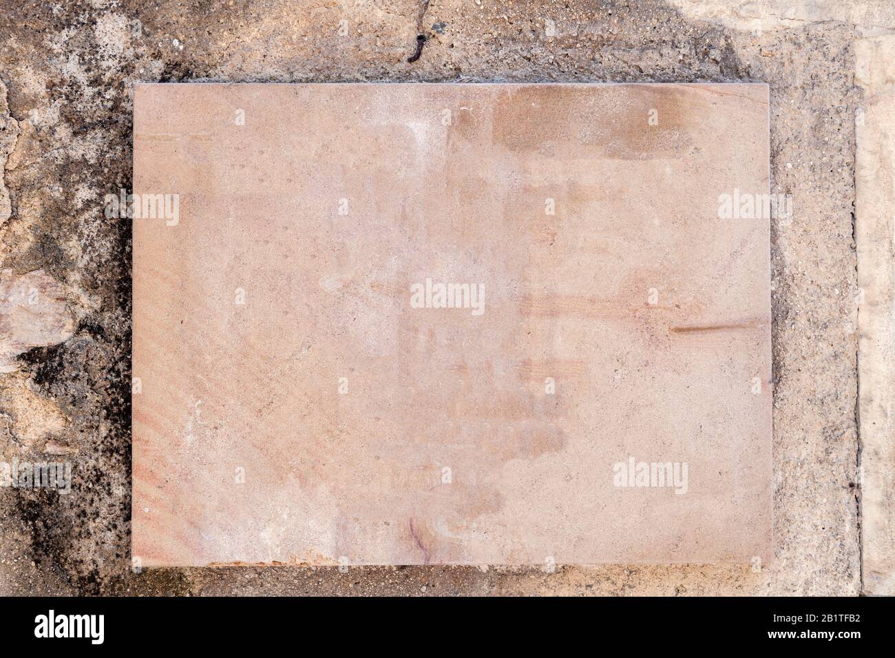 Rectangular stone plate. Empty sign board with border, frame. Concept framework, place for text, plate with copy space Stock Photo