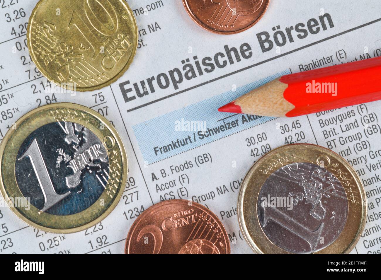 Zeitung, Börsenteil, Euro-Stoxx Stock Photo