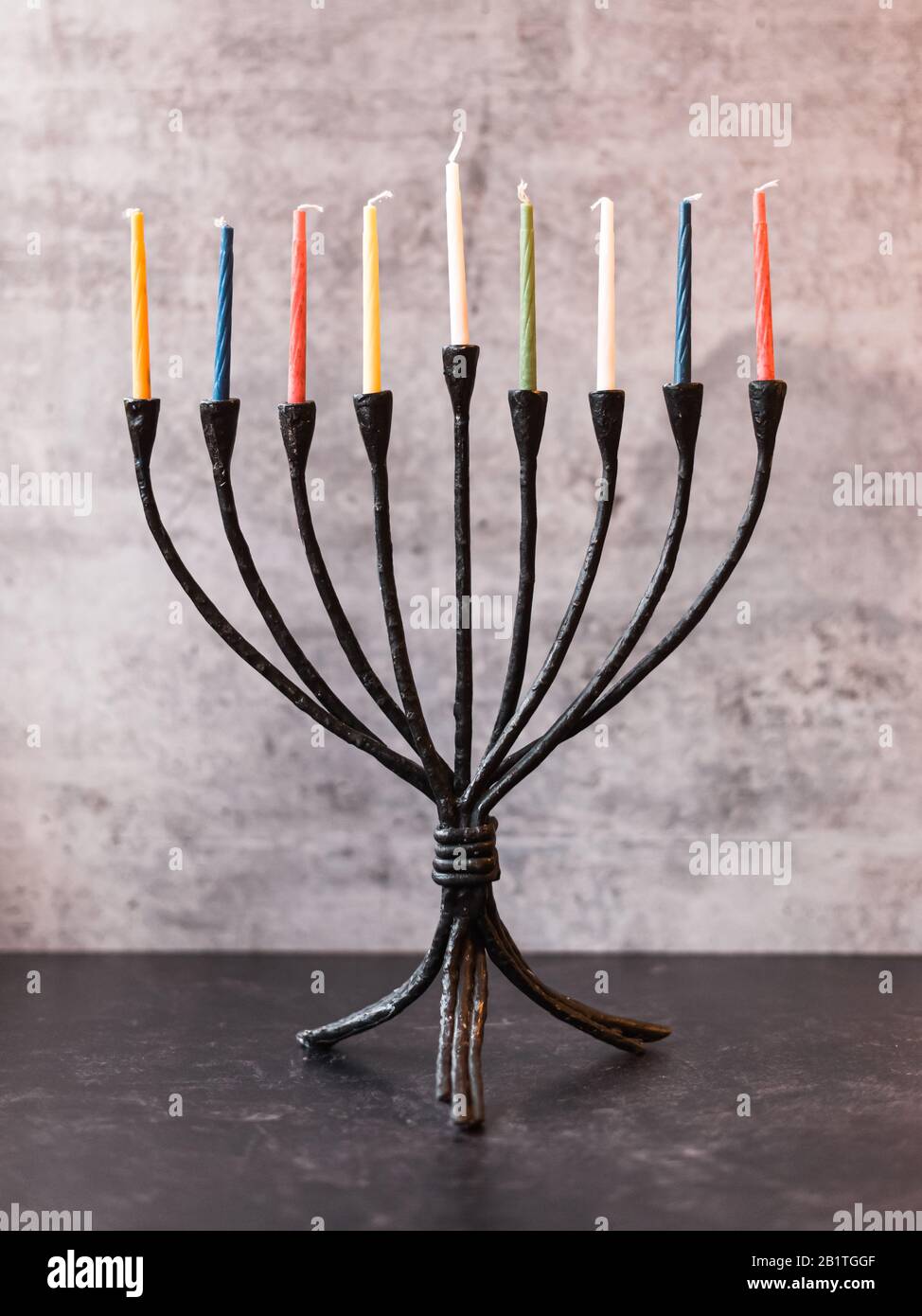 Chanukah Menorah With Candles High Resolution Stock Photography and